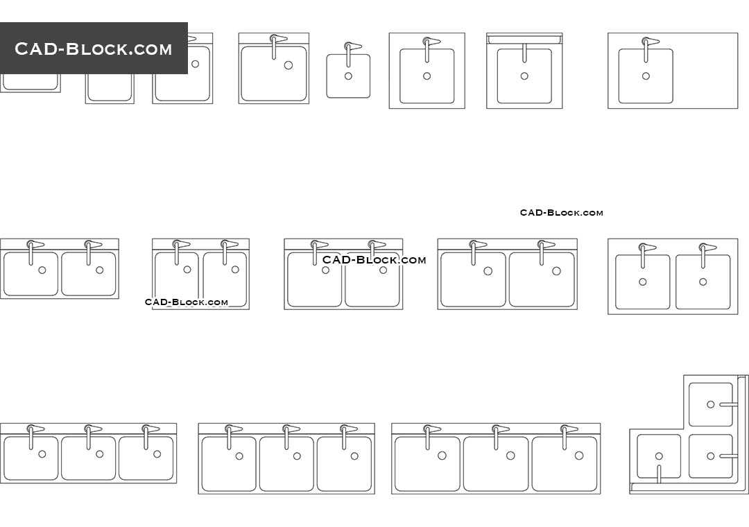 commercial kitchen sink cad block