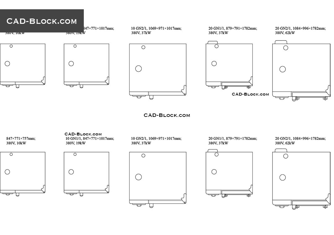 Steam Convection Ovens - CAD Blocks, AutoCAD file