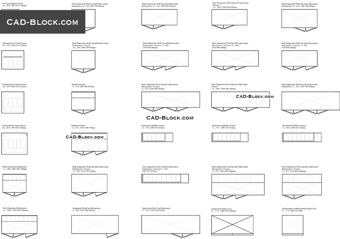 Commercial Refrigeration Equipment - CAD Blocks, AutoCAD file