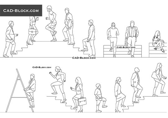 People Walking Up Stairs - free CAD file