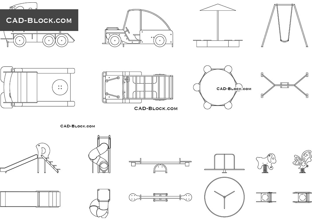 Playground equipment dwg autocad drawing