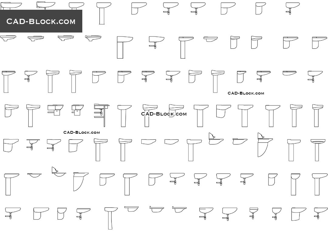 Free CAD Blocks of Sinks in elevation view