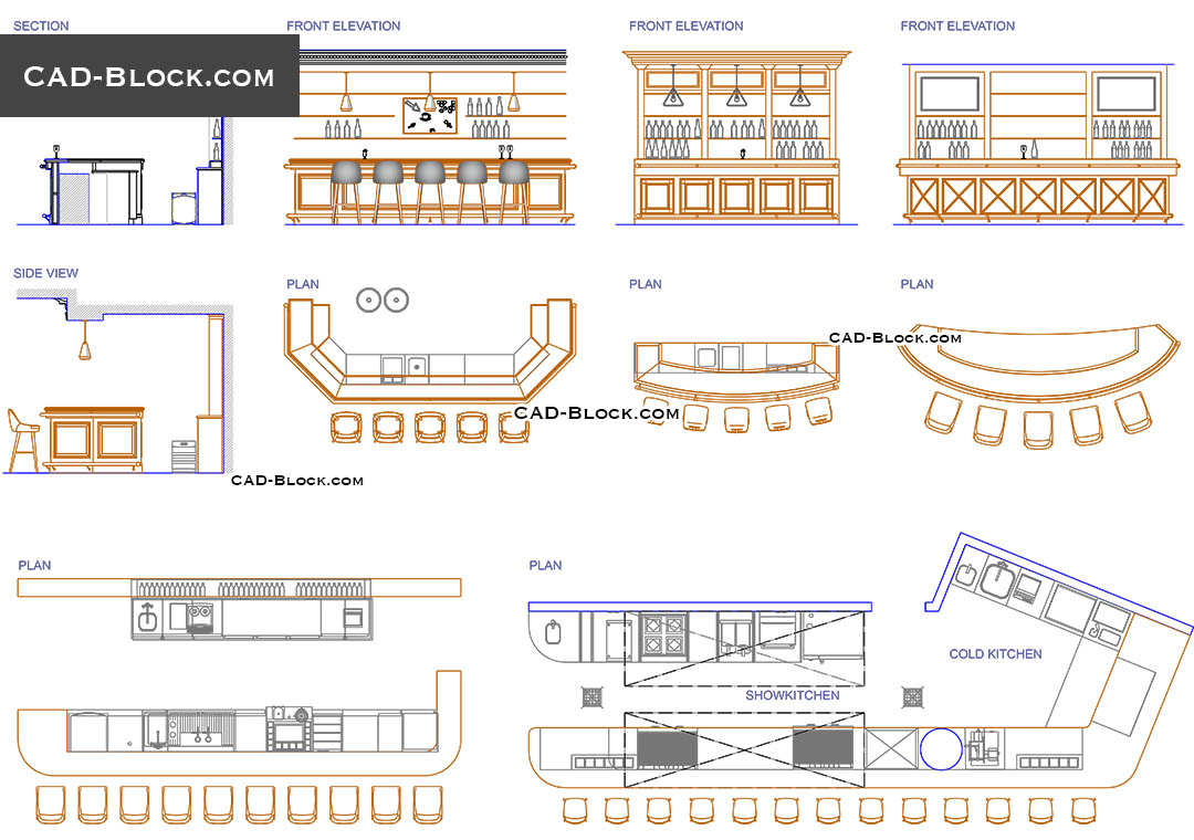 Bar Furniture AutoCAD Blocks Stools Tables Equipment In DWG   1535230896 Bar Design 