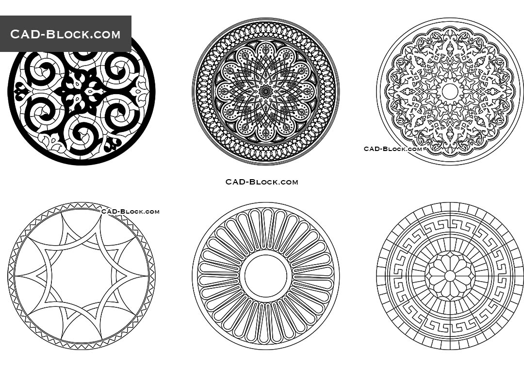 Rosette CAD Blocks, 2D AutoCAD Drawings In Plan, Elevation,, 52% OFF