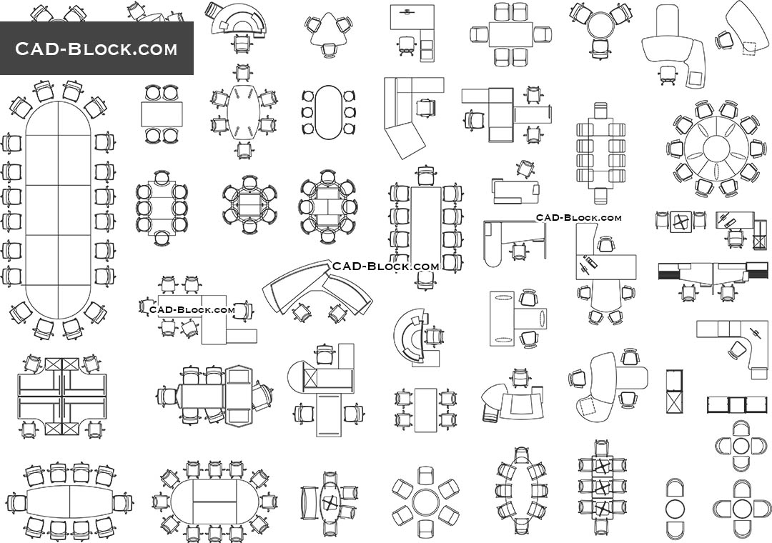 Modern Office Furniture Autocad 2d Blocks Download Free