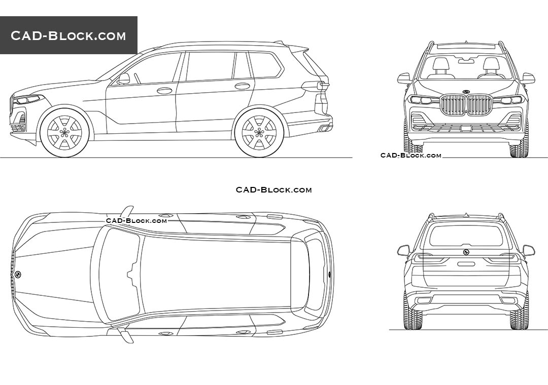 BMW X7 AutoCAD blocks, 2D DWG model