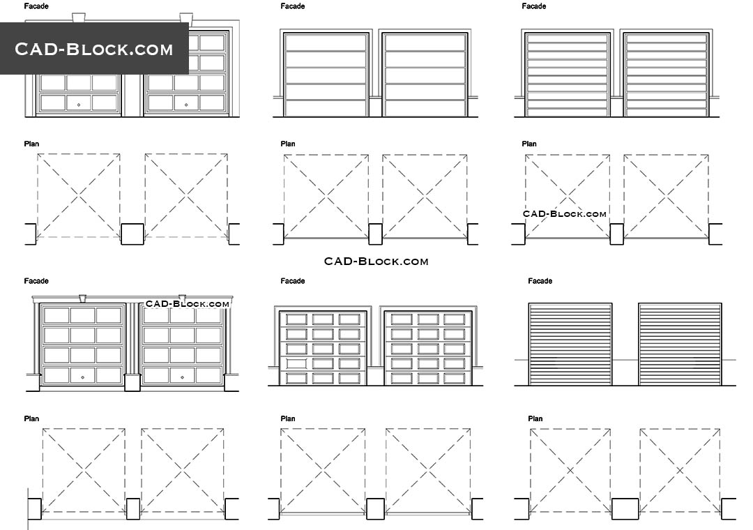 Garage Doors CAD block, free AutoCAD file