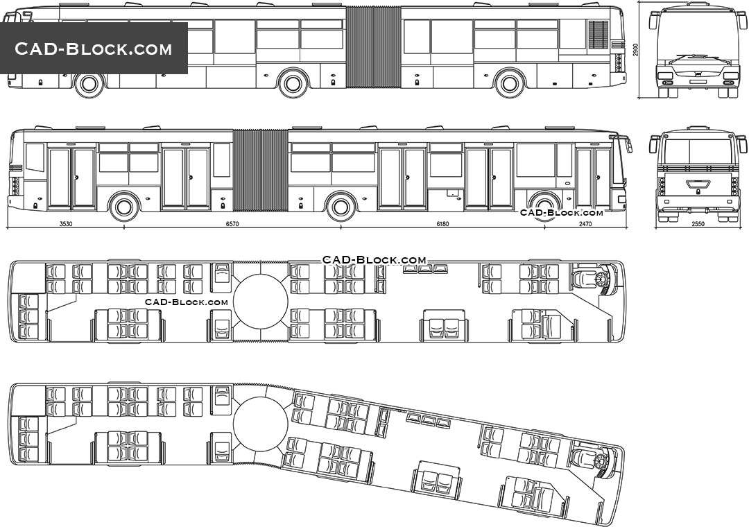SOR NB 18 City Bus 2D AutoCAD model, CAD blocks in DWG