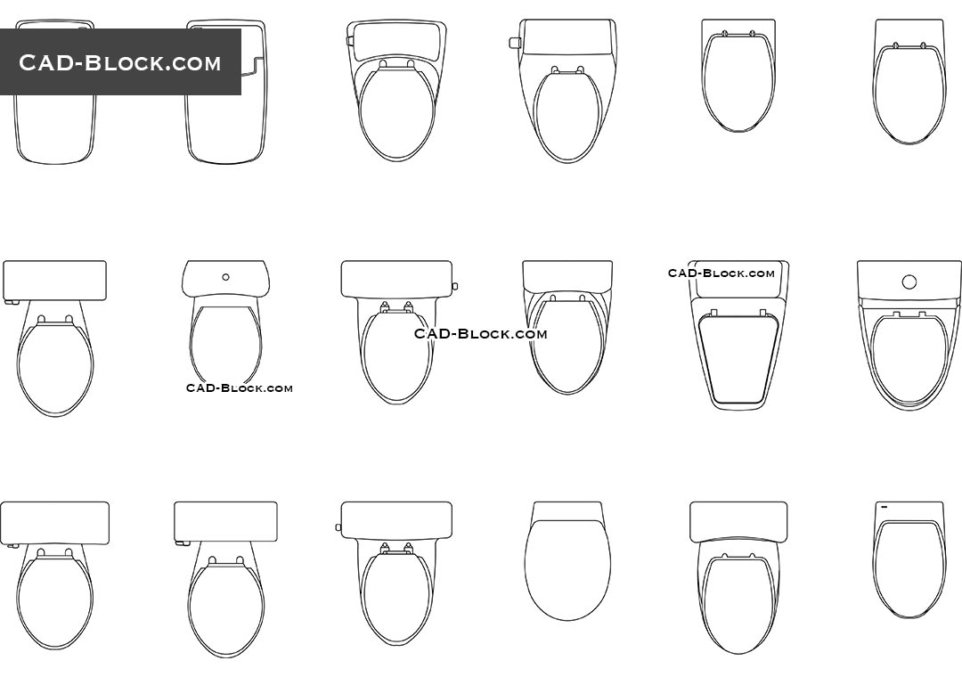 Toilet Plan AutoCAD blocks, 2D DWG drawings