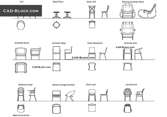 Bar Stool Elevation Cad Block