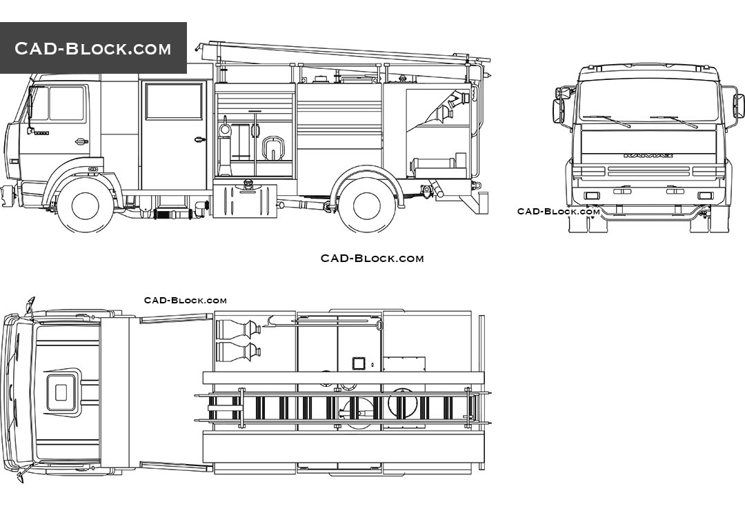 Fire Truck CAD block, AutoCAD drawing free download