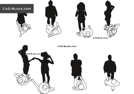 People in Plan with Shadow - download vector illustration