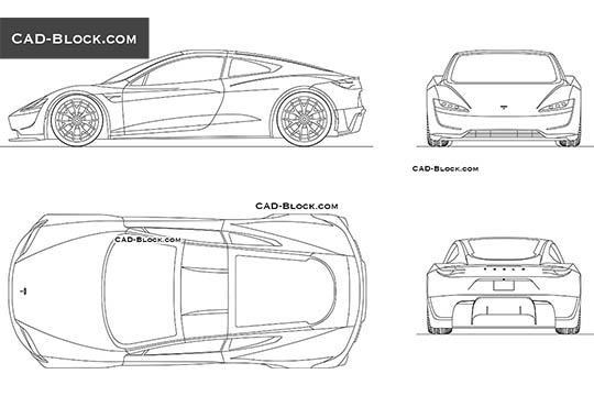 Tesla Roadster (2020) buy AutoCAD Blocks