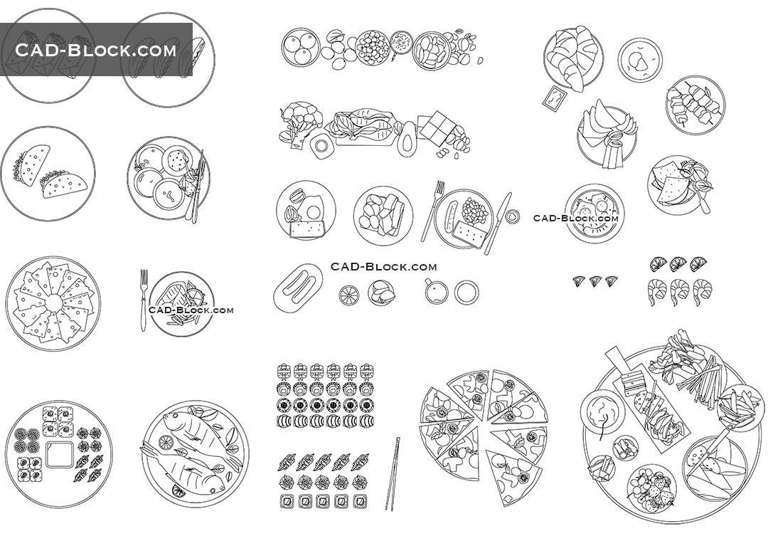 Food Set - CAD Blocks, AutoCAD file