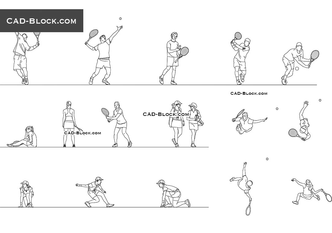 Tennis Players - CAD Blocks, AutoCAD file