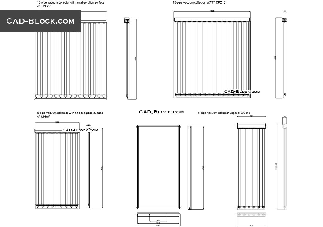Solar Collectors - CAD Blocks, AutoCAD file