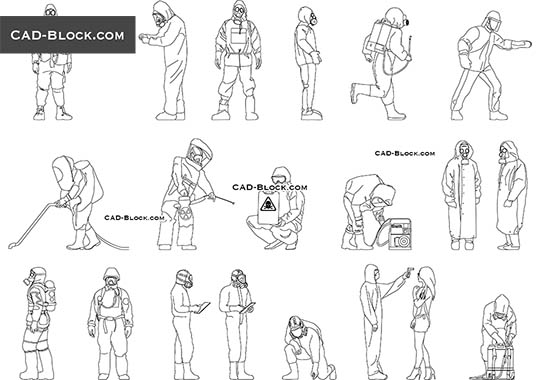People in Hazmat Suits - download vector illustration