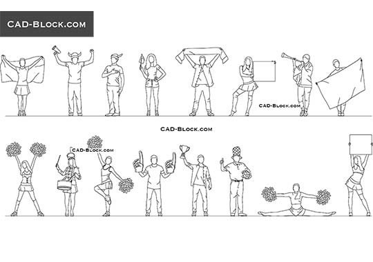 Figura 2d pessoas jogando futebol em AutoCAD, CAD (25.34 KB)