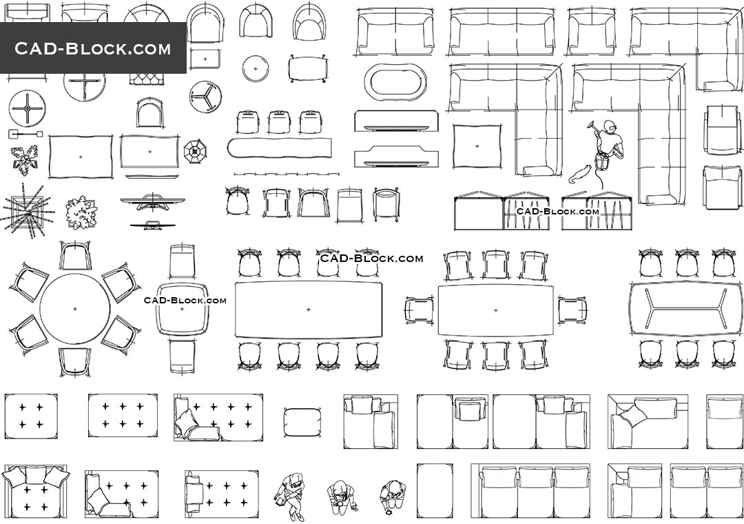 Living Room Furniture in Plan - CAD Blocks, AutoCAD file