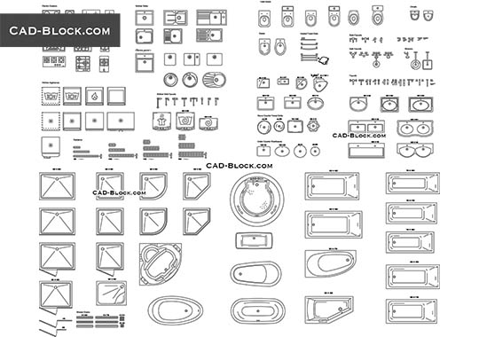 Kitchen & Bathroom Details for Plans - download vector illustration