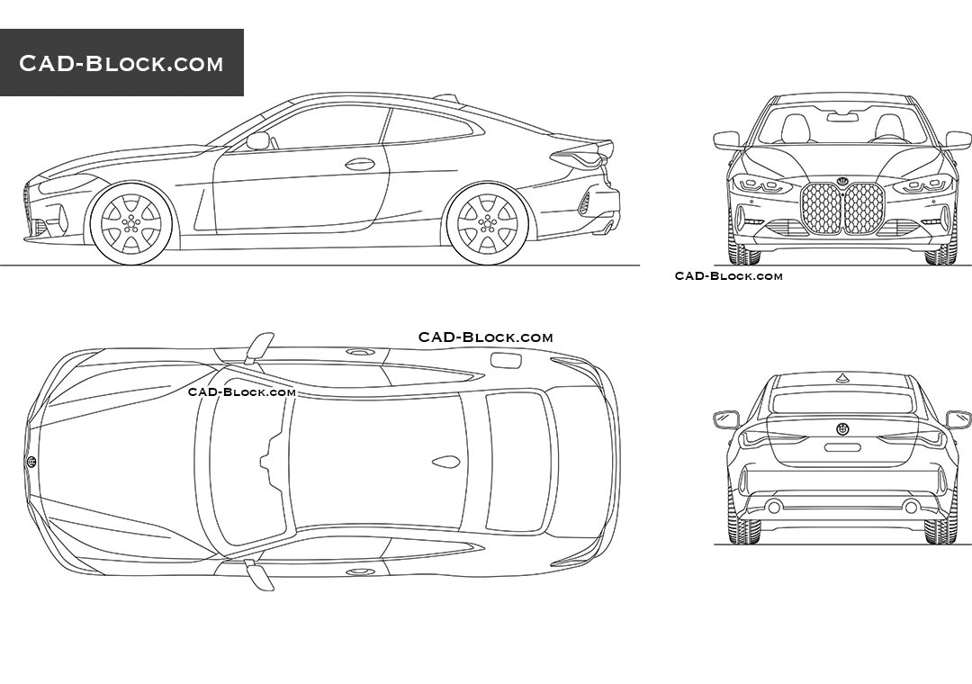 BMW 4-Series coupe G22 vector drawing
