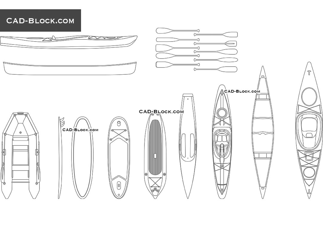 Boats & Surfboards - CAD Blocks, AutoCAD file