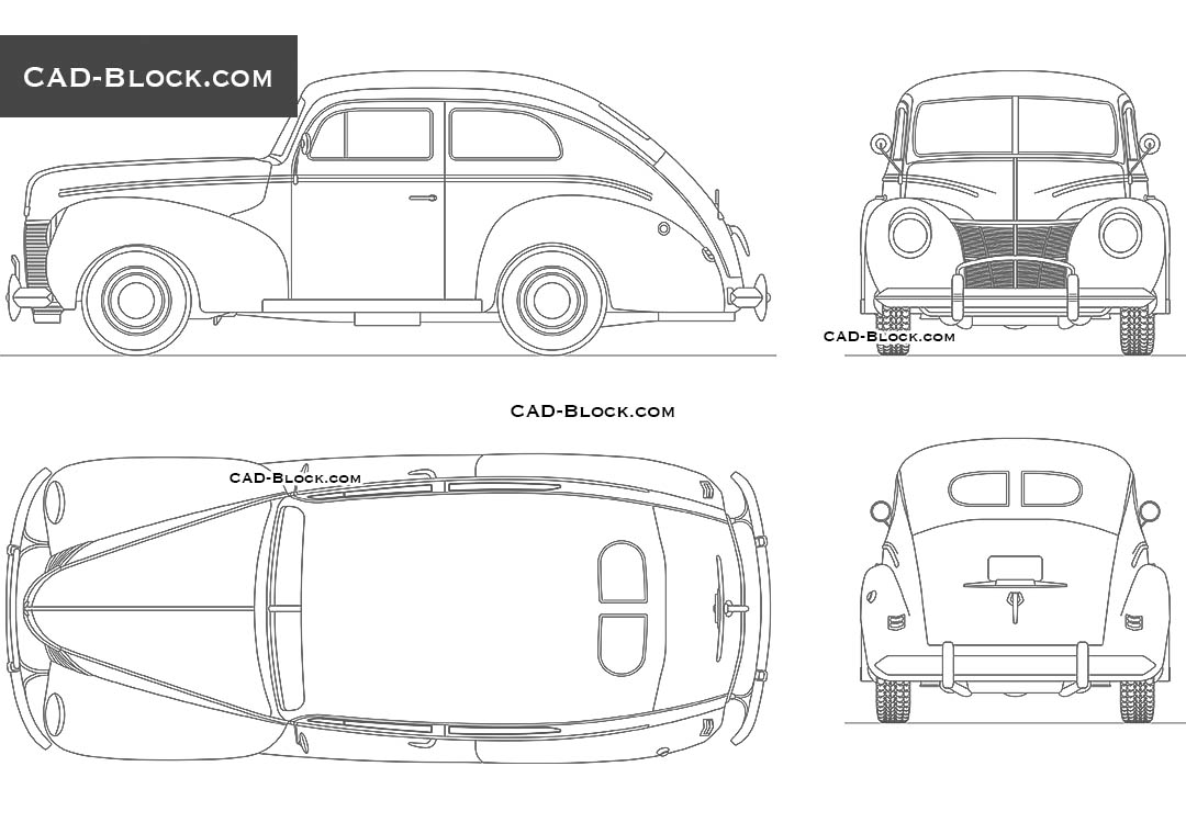 Ford V8 Sedan (1939) - CAD Blocks, AutoCAD file