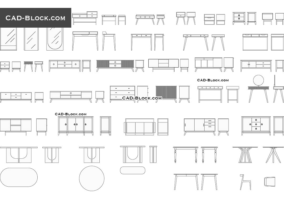Dressers, Tables - CAD Blocks, AutoCAD file