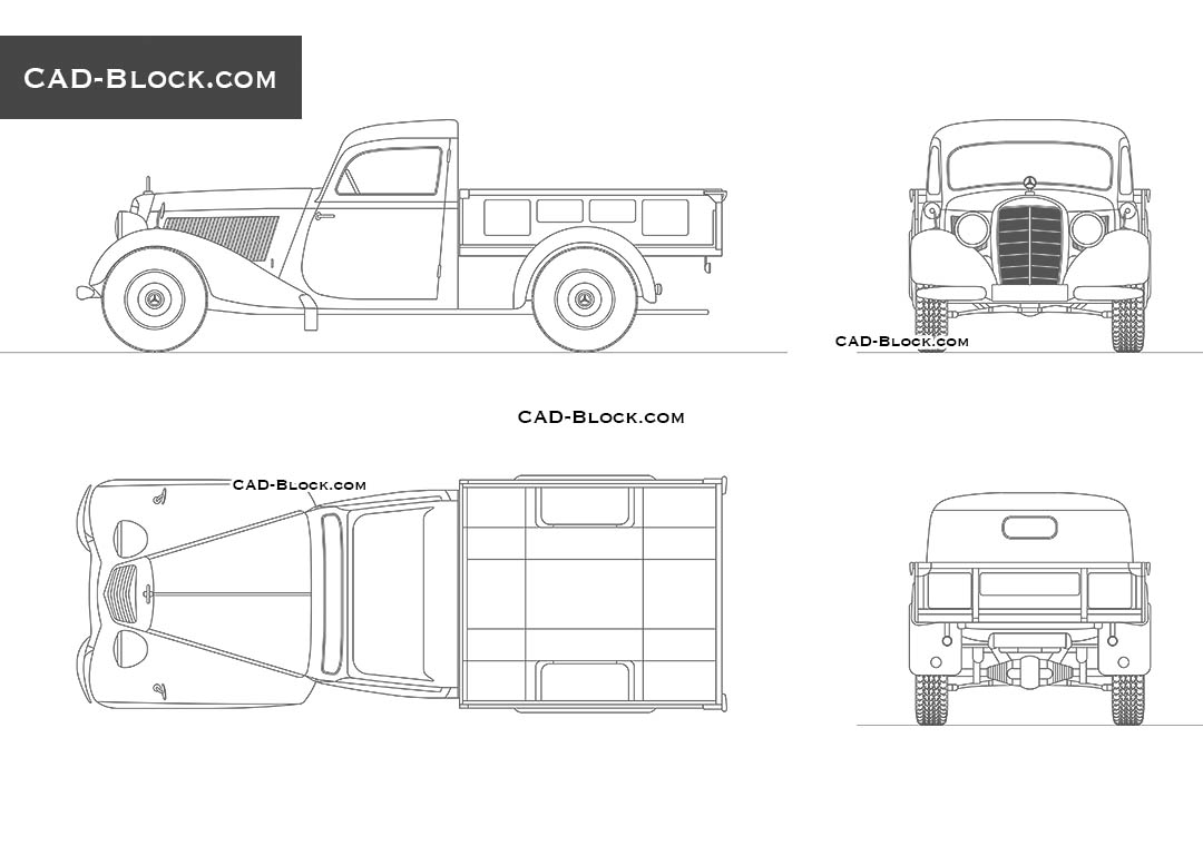 Mercedes-Benz 170V Pickup - CAD Blocks, AutoCAD file
