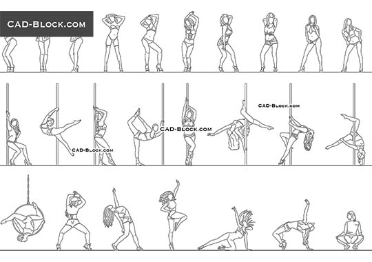 Creative dancing people blocks cad drawing details dwg file - Cadbull