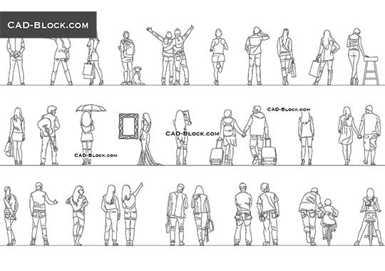 Collection Back View People - download vector illustration