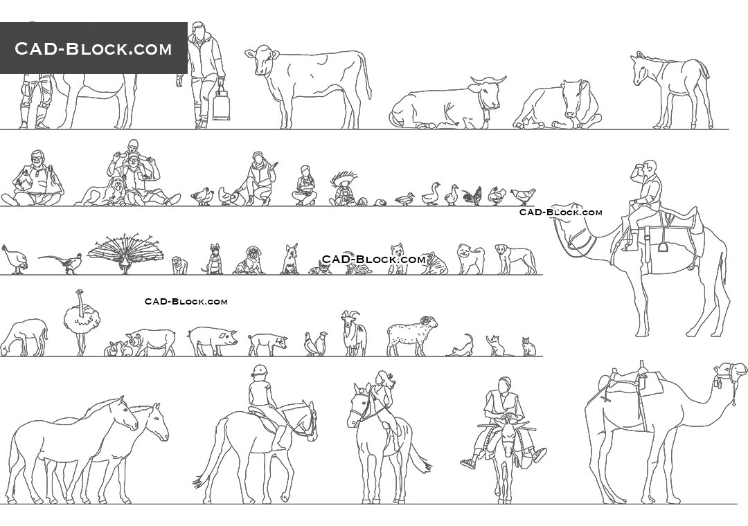 Domestic Animals - CAD Blocks, AutoCAD file