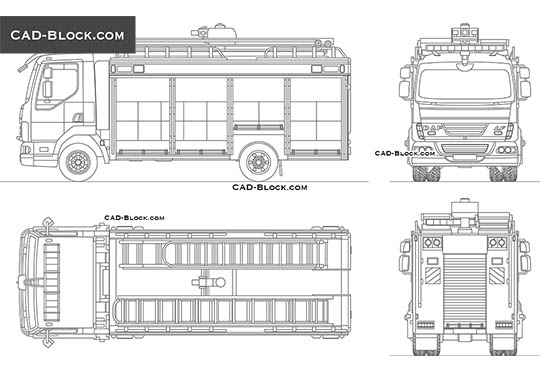 DAF LF Fire Truck - download free CAD Block