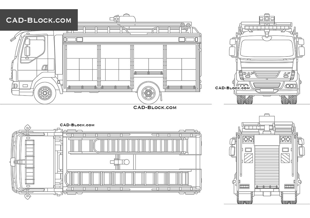 DAF LF Fire Truck - CAD Blocks, AutoCAD file