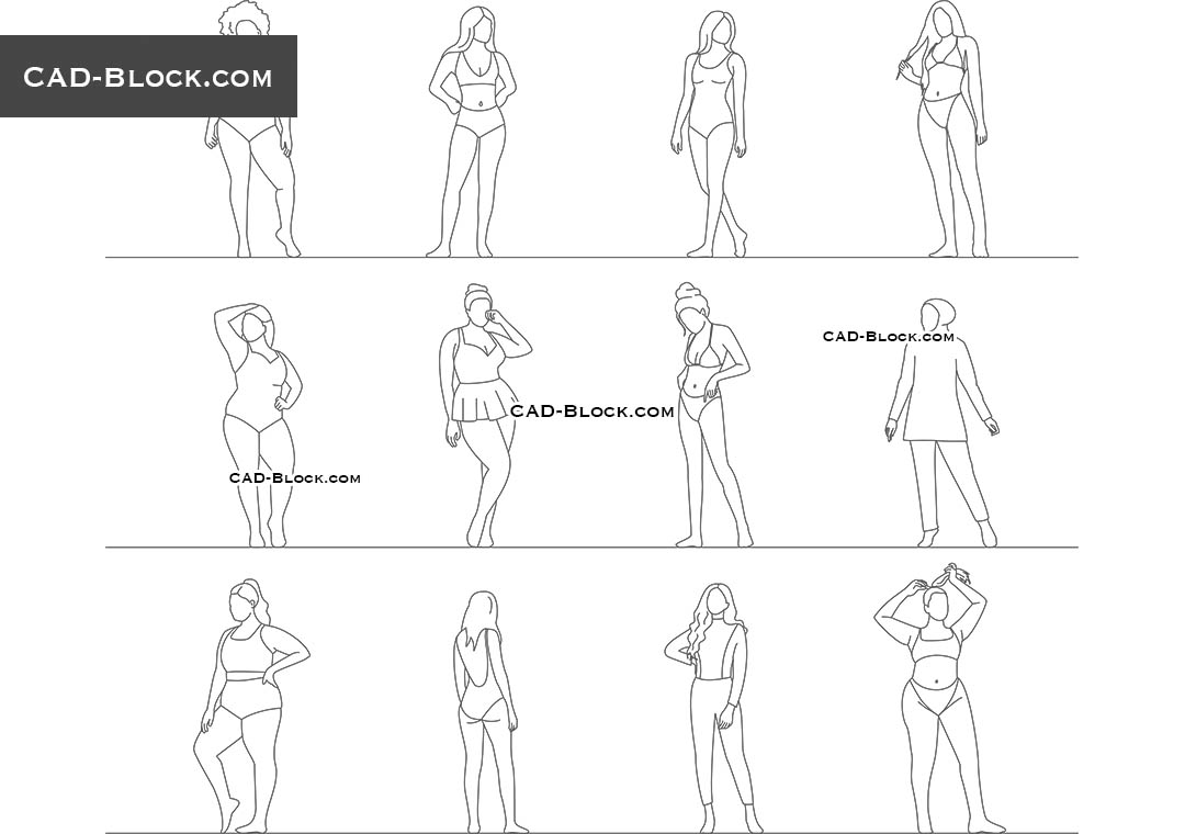 Women in Swimsuit - CAD Blocks, AutoCAD file