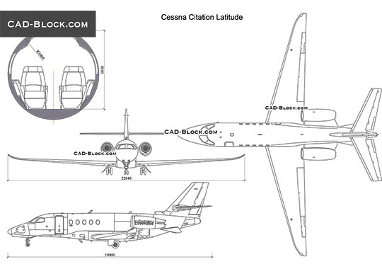 Cessna Citation Latitude - download free CAD Block