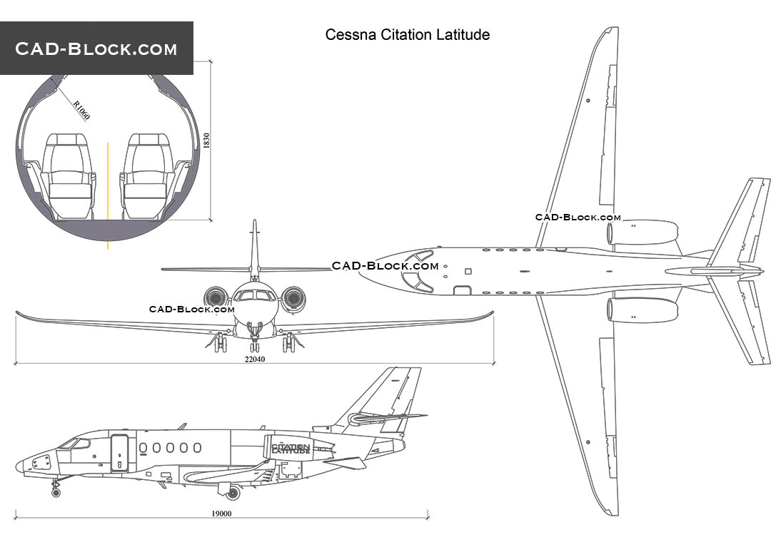 Cessna Citation Latitude - CAD Blocks, AutoCAD file