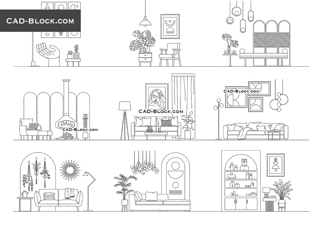 Living Room Details - CAD Blocks, AutoCAD file