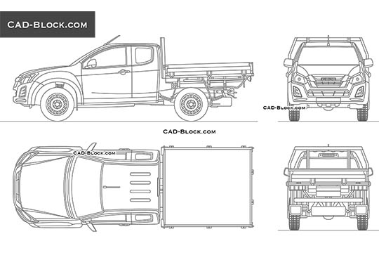 Isuzu D-Max Space Cab Alloy Tray - download free CAD Block