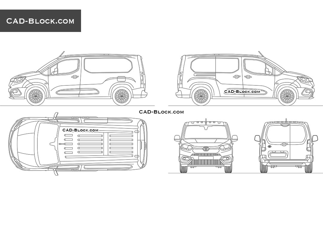 Toyota Proace City Verso Long - CAD Blocks, AutoCAD file