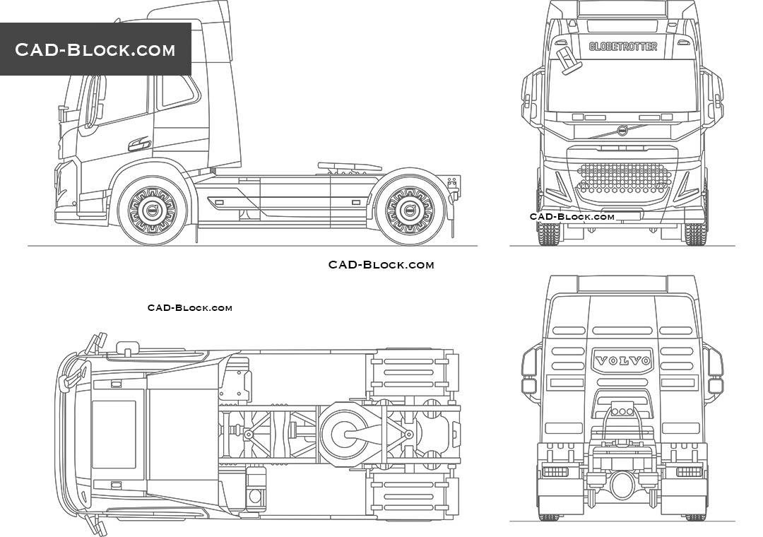 Volvo Electric Tractor Truck - CAD Blocks, AutoCAD file
