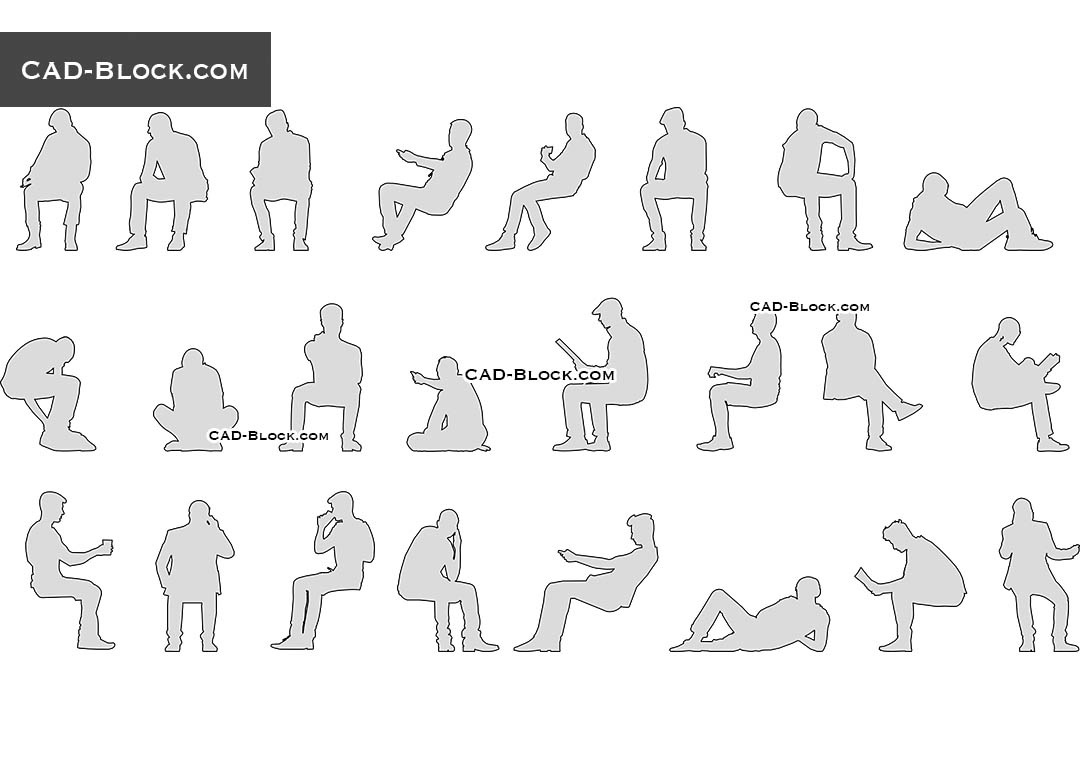 Sitting Man Silhouette - CAD Blocks, AutoCAD file