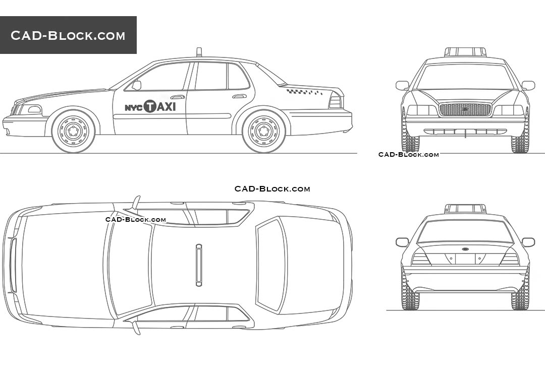 Ford Crown Victoria (New York Taxi) - CAD Blocks, AutoCAD file