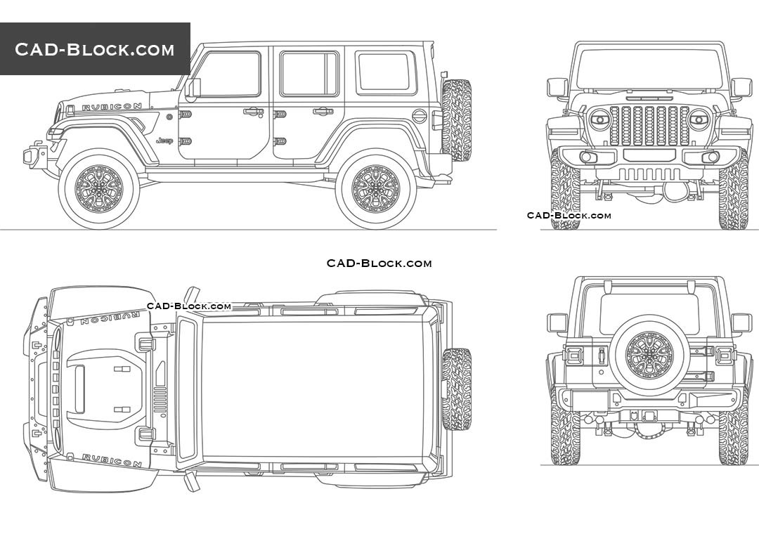 Jeep Wrangler Rubicon 392 Vector CAD Drawing