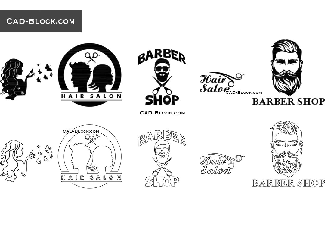 Barbershop Logos - CAD Blocks, AutoCAD file