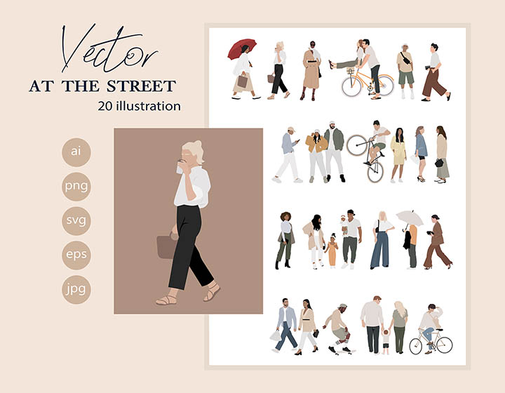 At the Street - Download Vector Drawing