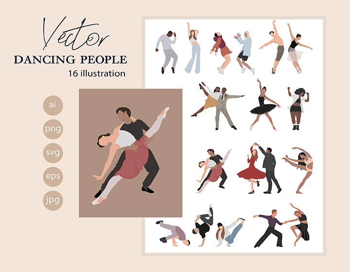 Dancing People - Download Vector Drawing