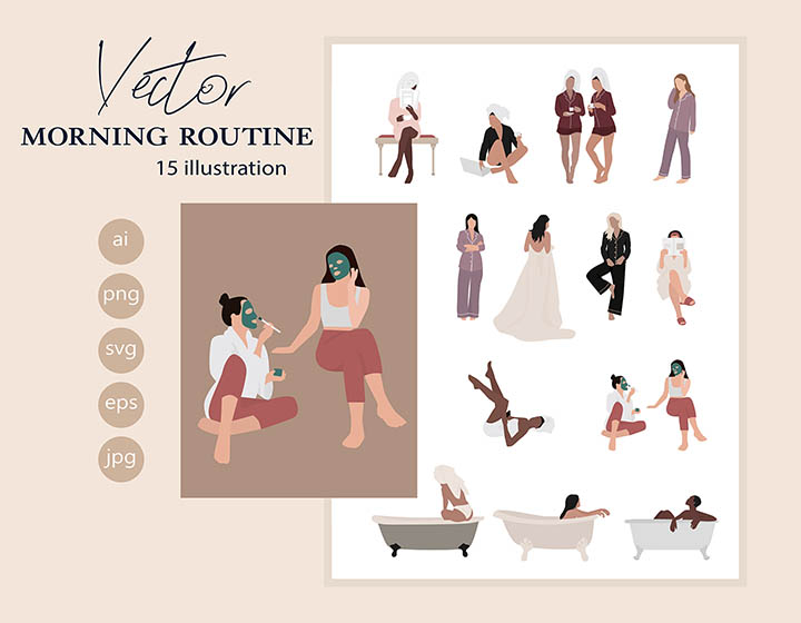 Morning Routine - Download Vector Drawing