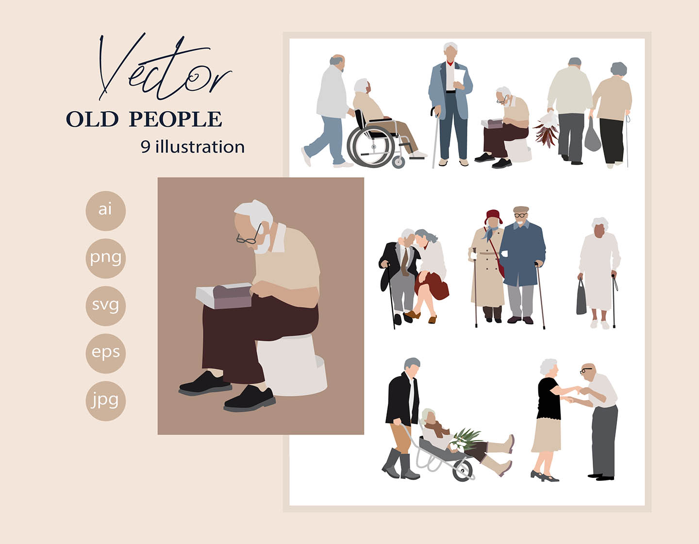 Old People - Vector Illustration