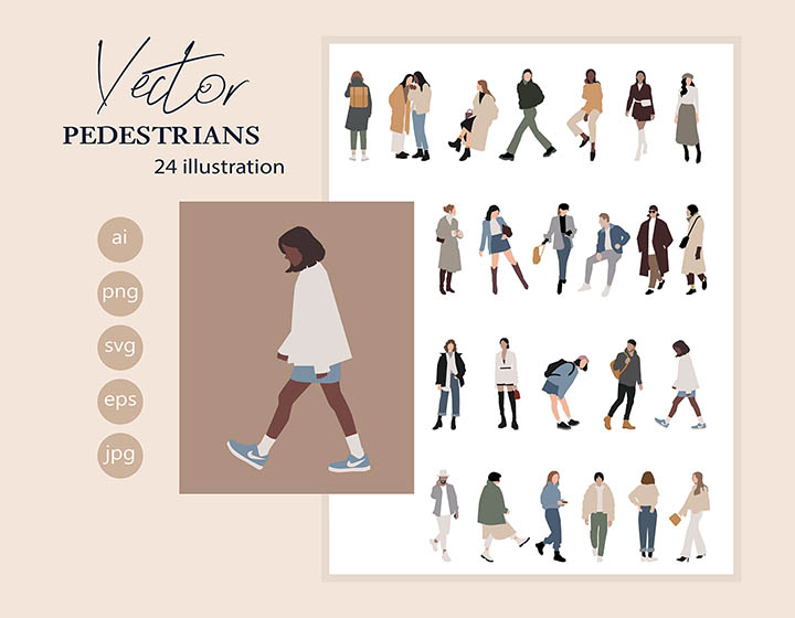 Pedestrians - Download Vector Drawing